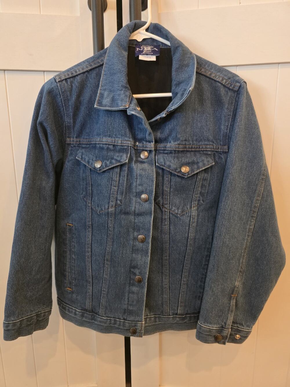 Authentic NRA Denim Jean Jacket Concealed Carry Snap Made in USA Womens Size L